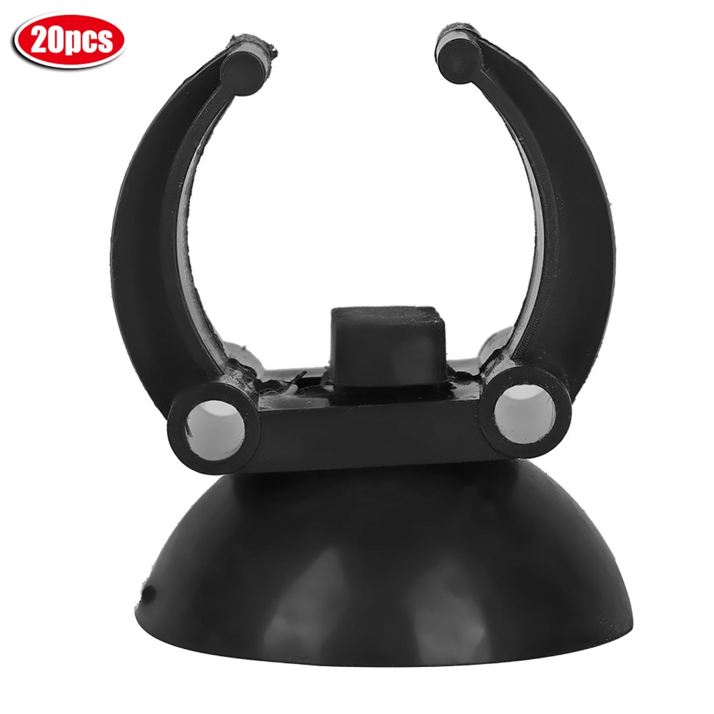Plastic Pipe Clip - ชุดคลิปหนีบสายไฟฟ้าสำหรับตู้ปลา PVC 20 ชิ้น พร้อมจุกดูดสีดำ ที่ยึดท่อลม