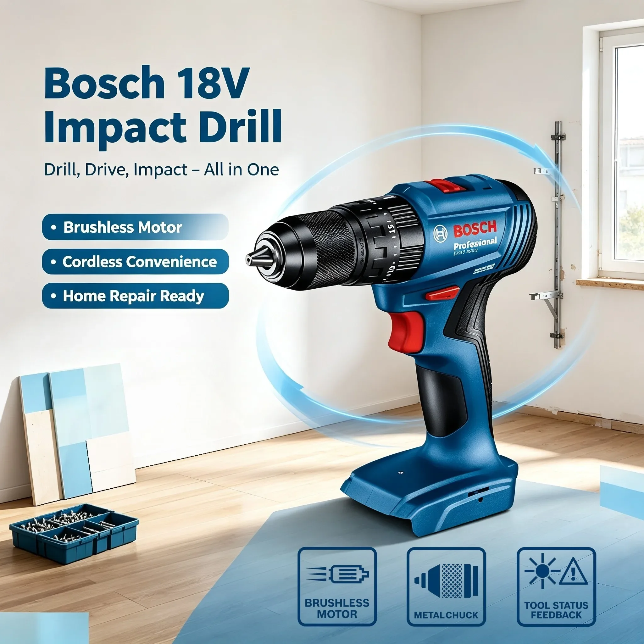 สว่านกระแทกไร้สายแบบมอเตอร์ไร้ - Bosch Drill Gsb 18V บทวิจารณ์และราคา